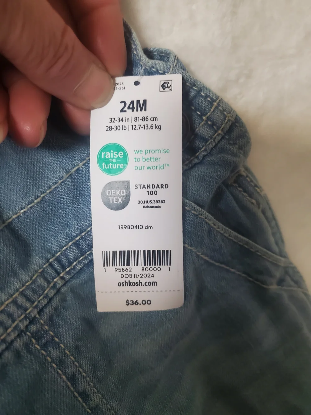 OshKosh B'gosh Light Blue Denim Kids One-Piece Short Overalls